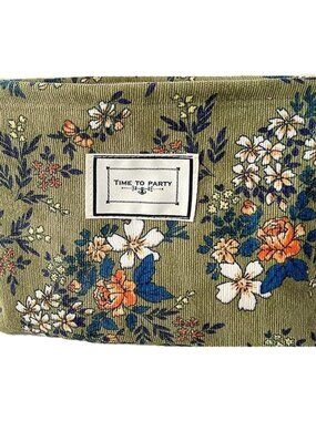 Floral Makeup Bags for Women, Large Cosmetic Pouch for Purse, Dark Green
